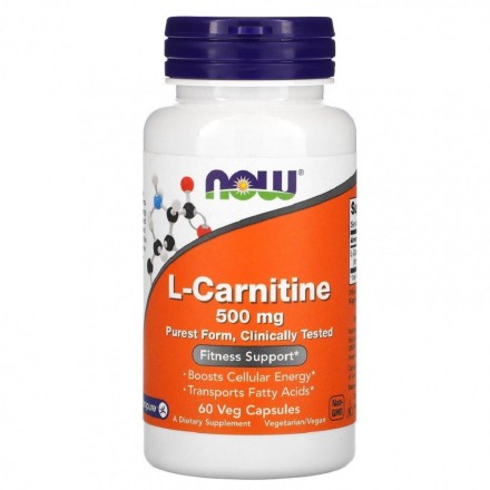 Л-карнитин в таблетках и капсулах NOW L-Carnitine 500 мг  (60 капс)