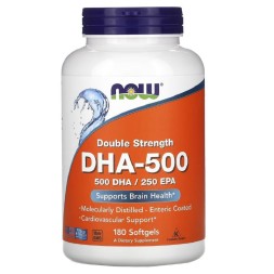 Жирные кислоты (Омега жиры) NOW DHA-500  (180 caps.)